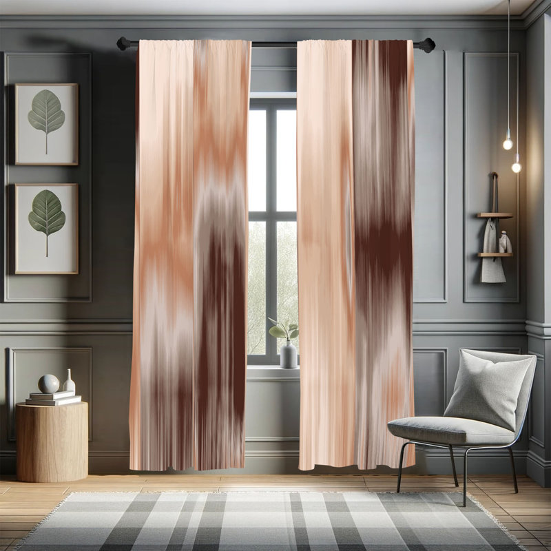 Microfiber Floral Semi-Sheer Rod Pocket Curtain Panels, 28" W x 95" L, Chocolate