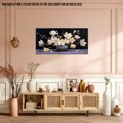  Magnolia, art mural sur toile, grande œuvre d'art botanique rétro, salle de bain, 30 x 60 pouces