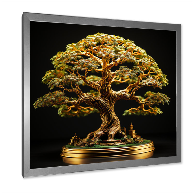Bonsai Tranquility Expression, Cadre simple argenté, H 24 po x l 24 po x P 1 po