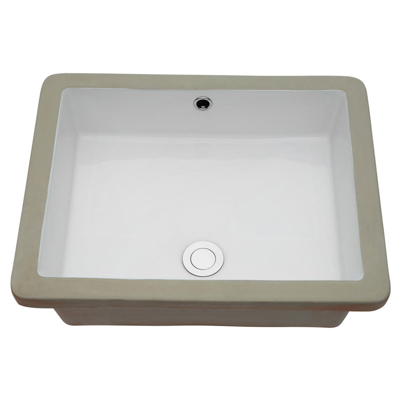 Lavabo rectangulaire en céramique de style européen élégant - à encastrer sous plan avec bonde blanche au design moderne