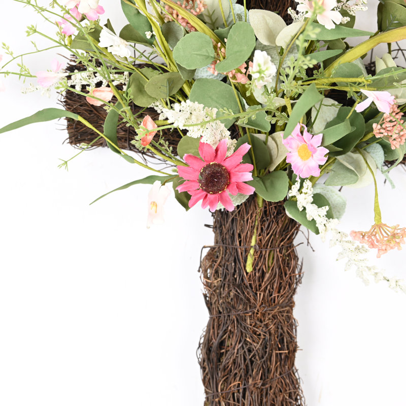 20" Berry Floral Cross Wreath