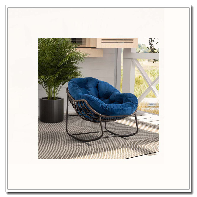 Chaise berçante d'extérieur en rotin, Marine