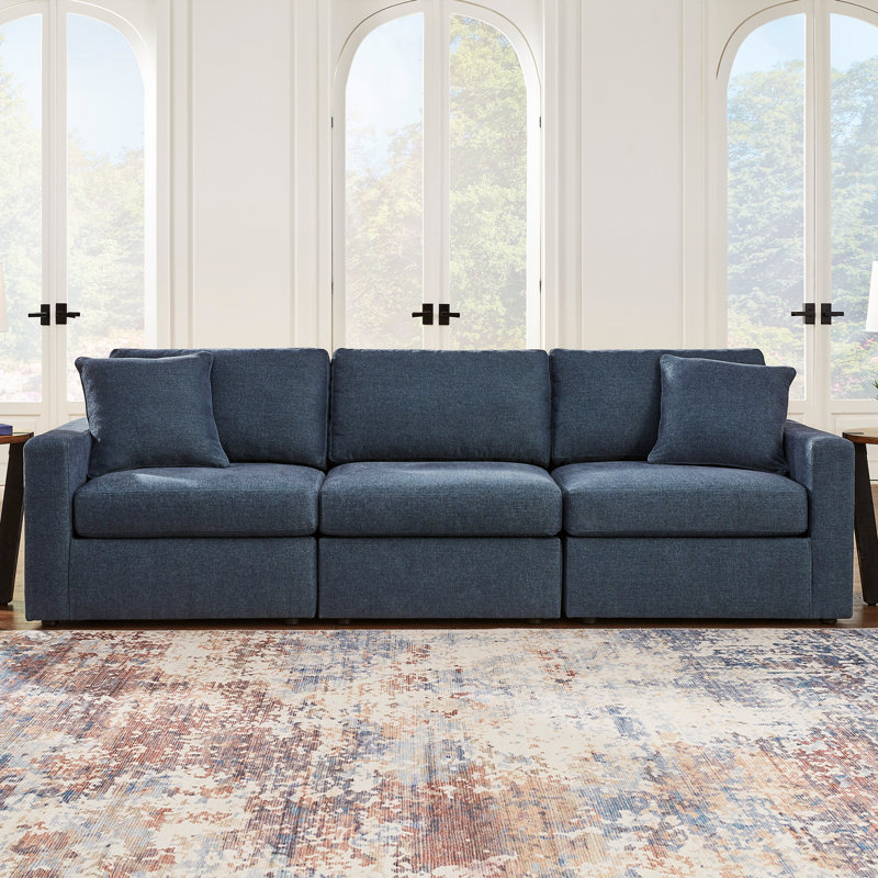 Canapé Chesham Bulwell, H 36 po x l 108 po x P 37 po, 3, Bleu