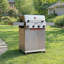  🔥 Nouveau | Grill Barbecue à 4 brûleurs au propane à 4 brûleurs, 37 000 BTU, barbecue en acier inoxydable avec zone de gril, grilles en fonte, tablettes pliantes, corps en émail facile à nettoyer et roulettes pivotantes, Mesa II 410BZ