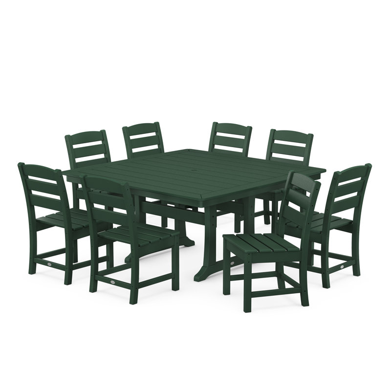 Lakeside 9-Piece Nautical Trestle Dining Set, Green