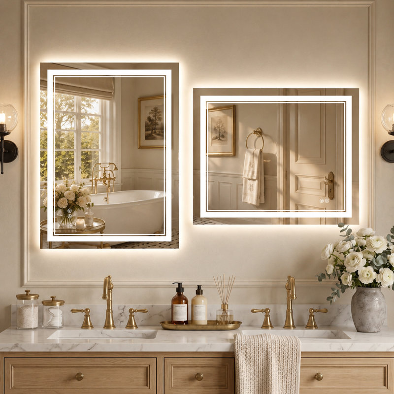Miroir de salle de bain à DEL avec miroir de salle de bain, 36" x 28"