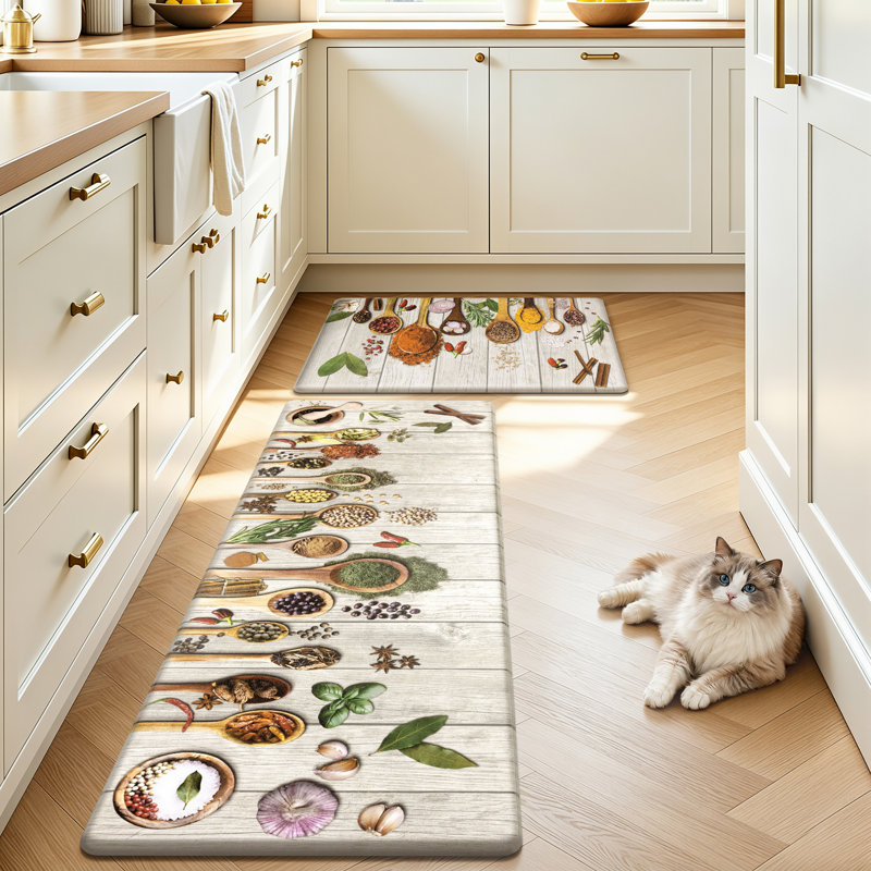  Tapis de cuisine anti-fatigue antidérapants (ensemble de 2), Bois