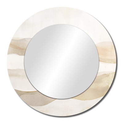 Gold and Beige Tropical Horizon at the Beach – Coastal Wall Mirror, Metal Print