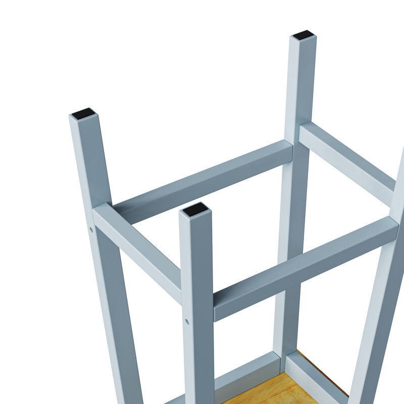 Tabourets de bar en bois massif K&K, Gris te bleu