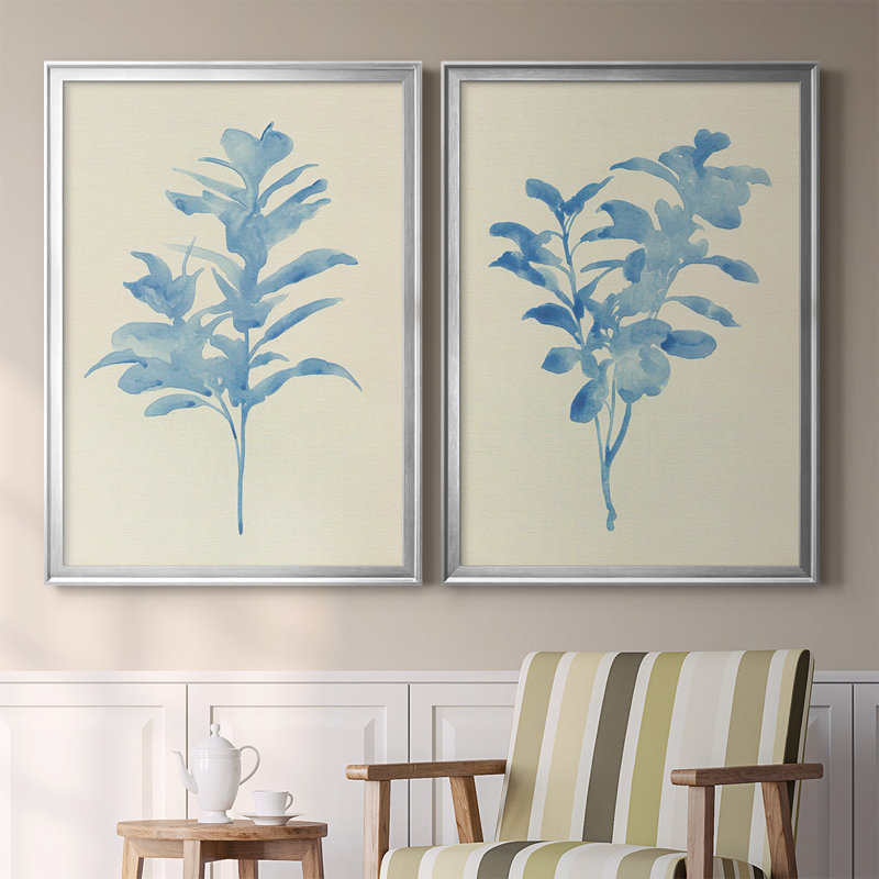 Verditer Fig I - ensemble de 2 reproductions d'art sur toile encadrées, H 41,25 po x l 61 po x P 1,25 po, Argent