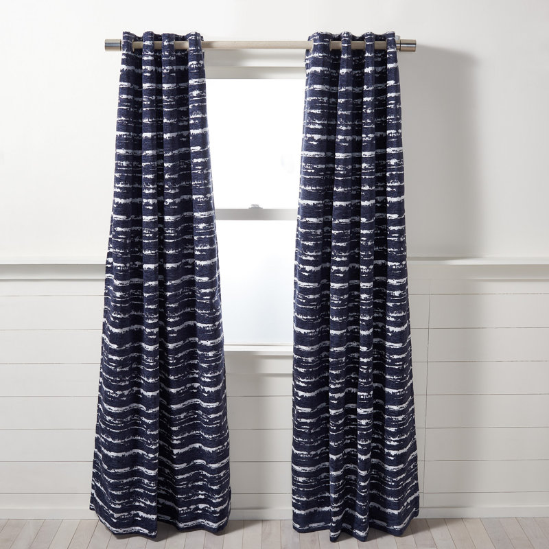 Antoni Room Darkening Curtain Single Panel, Navy Blue, 52" W x 84" L