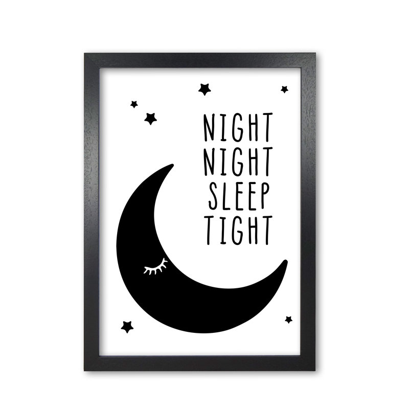 Night Night Moon - Print, 30 cm H x 21 cm W x 5 cm D, Black Grain Frame