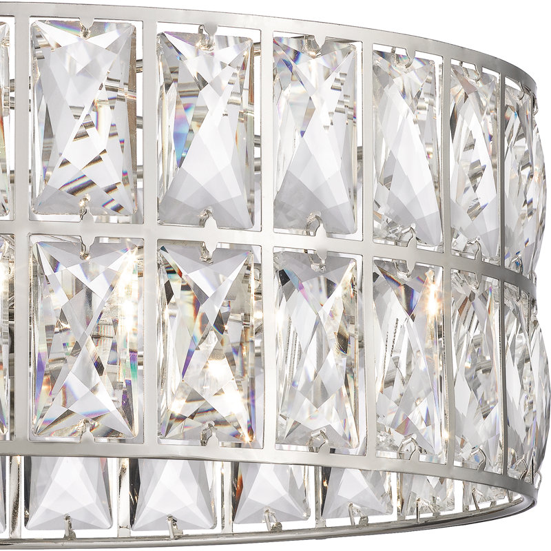 Plafonnier semi-encastré 3 lumières 14 po, Nickel poli