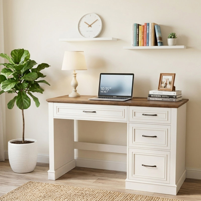 Bureau de direction 47 po avec tiroir Classeur Farmhouse, Brun