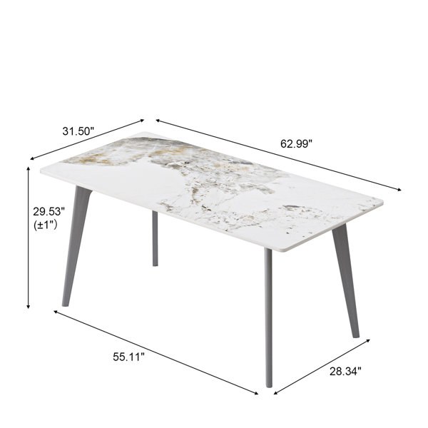 Ivy Bronx 62.8" Modern Sintered Stone Rectangular Dining Table, Dark ...