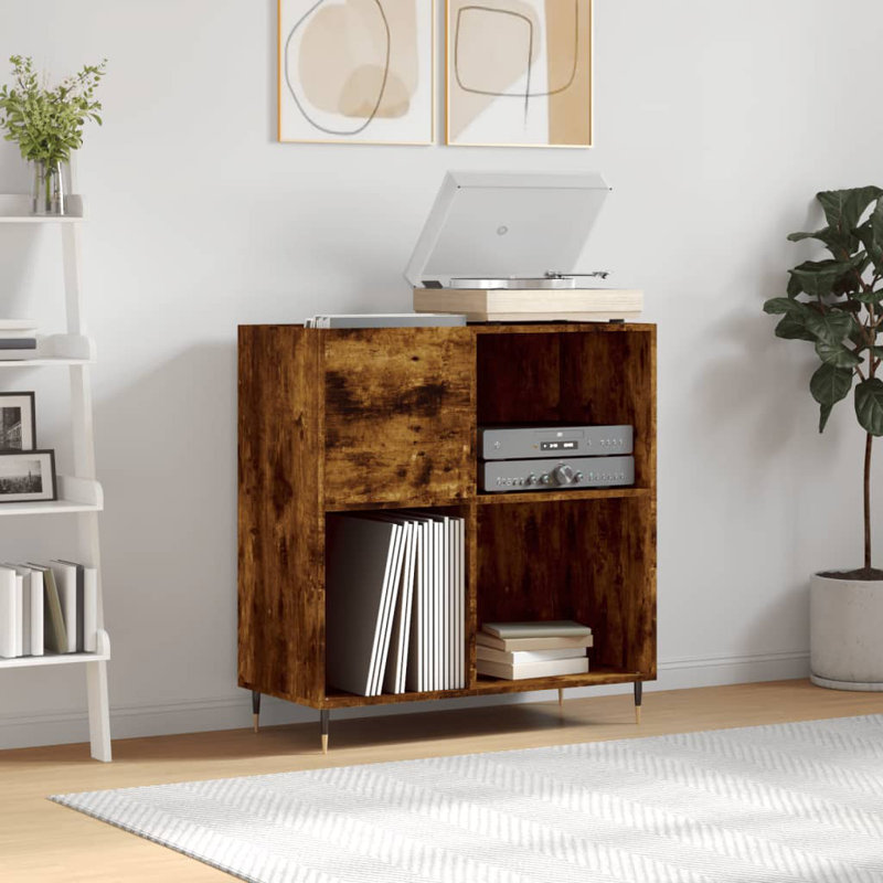 Record Cabinet 84.5 x 38 x 89 cm Engineered Wood, Smoked Oka