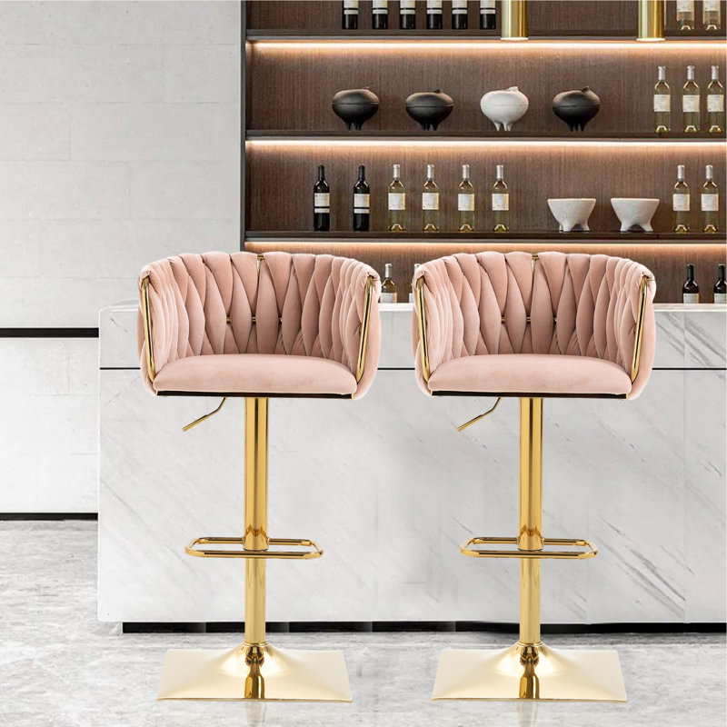 Tabouret pivotant à hauteur ajustable Devanne, Rose