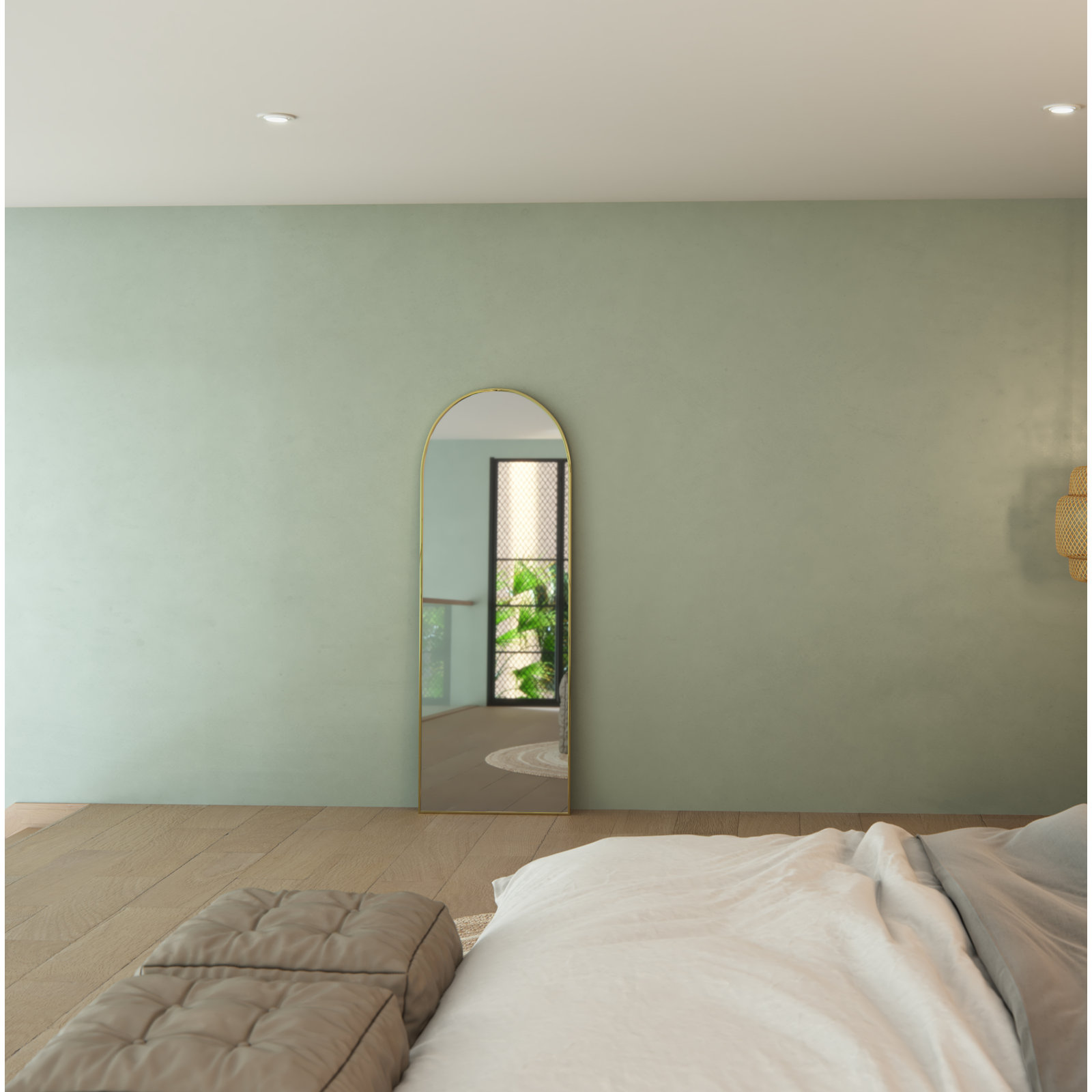 Kira Metal Mirror, Satin Brass, 67" x 24"