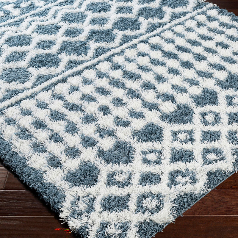 Demin Modern Shaggy Rug, Geometric Stain Resistant Easy to Clean Rug For Living Room, Dining Room, Bedroom