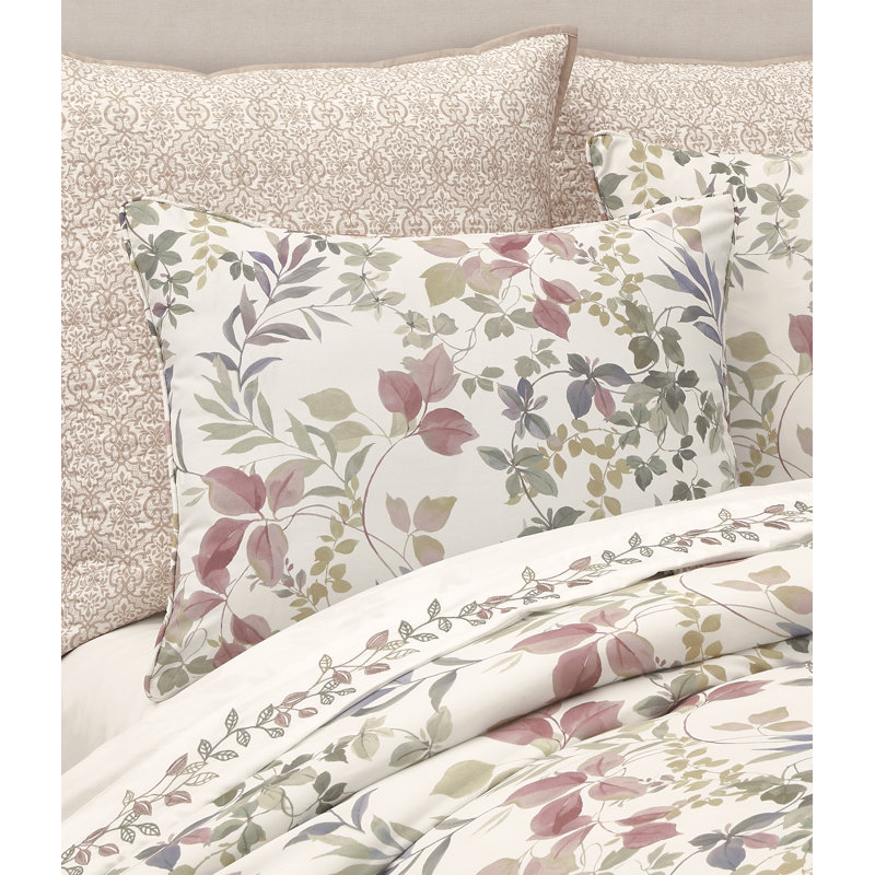 Blush Botanical Leaf Microfiber Full Comforter Set