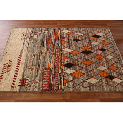 Tapis oriental marocain à motif treillis géométrique 4 x 6
