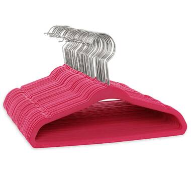 Home Basics 10-Piece Velvet Hangers, Fuchsia