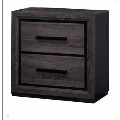 Stylish Two-Tone Nightstand With 2 Drawers And Trim Paper Veneer For Modern Bedroom Storage