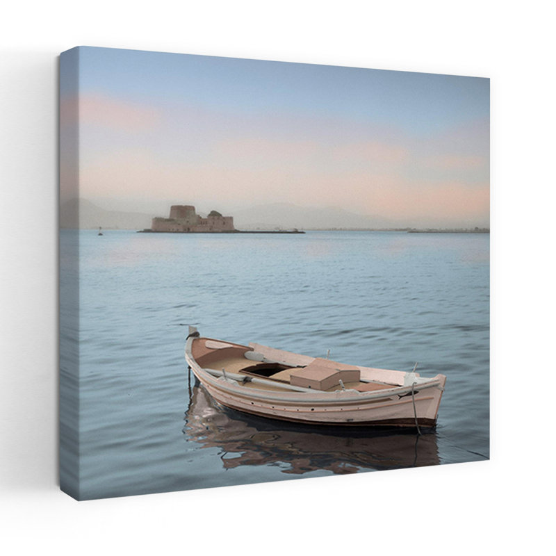 Paysage de bord de mer méditerranéen 1 abstrait, H 18 po x l 18 po