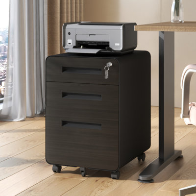 Classeur mobile à 3 tiroirs 15,75 "avec serrure pour la maison et le bureau - entièrement assemblé