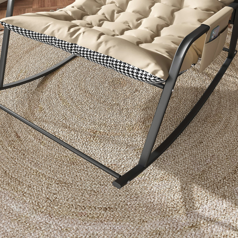 Chaise berçante avec rangement et coussins pour un confort toutes saisons, Blanc