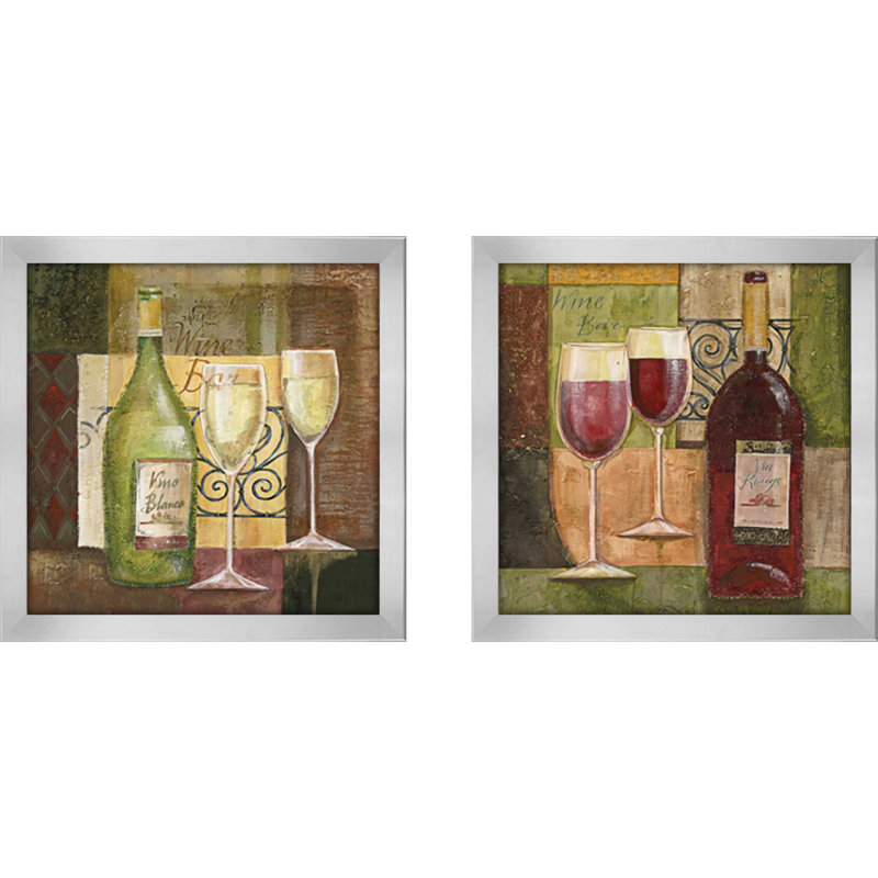 Ensemble de 2 pièces encadrées sur papier White Wine Bar