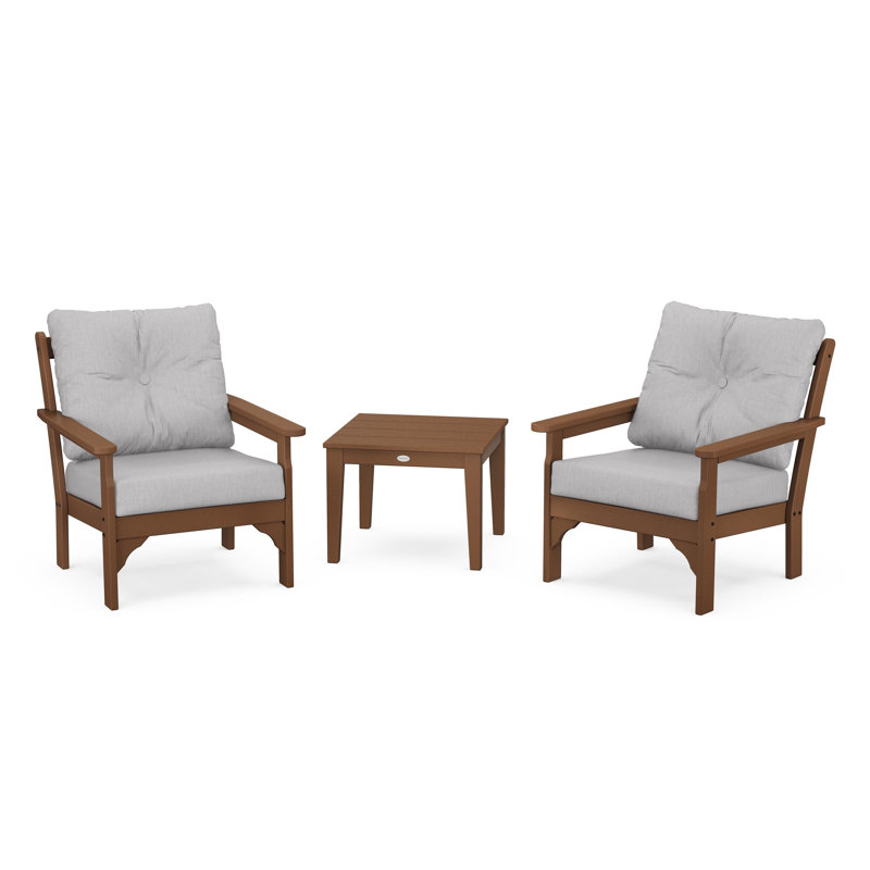 Vineyard 3-Piece Deep Seating Set, Granite, Teak