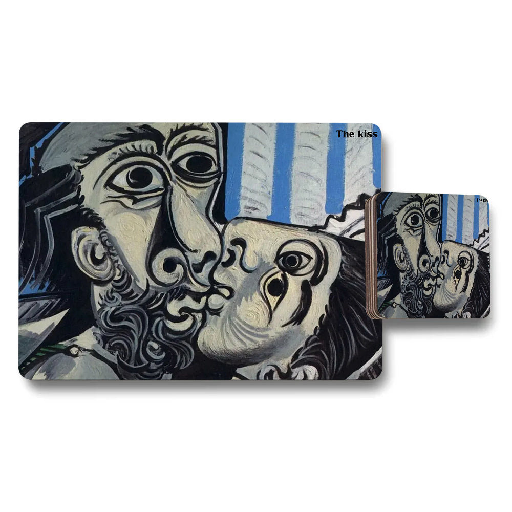 The Kiss Art Placemats And Coaster Set For Modern Dining Room Decor