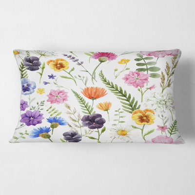Wildflowers Floral Pattern I - Traditional Printed Pillow