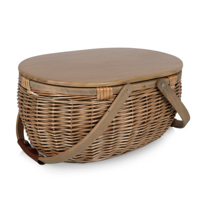 Sequoia Woven Willow Picnic Basket with Insulated Removable Cooler Tote Bag
