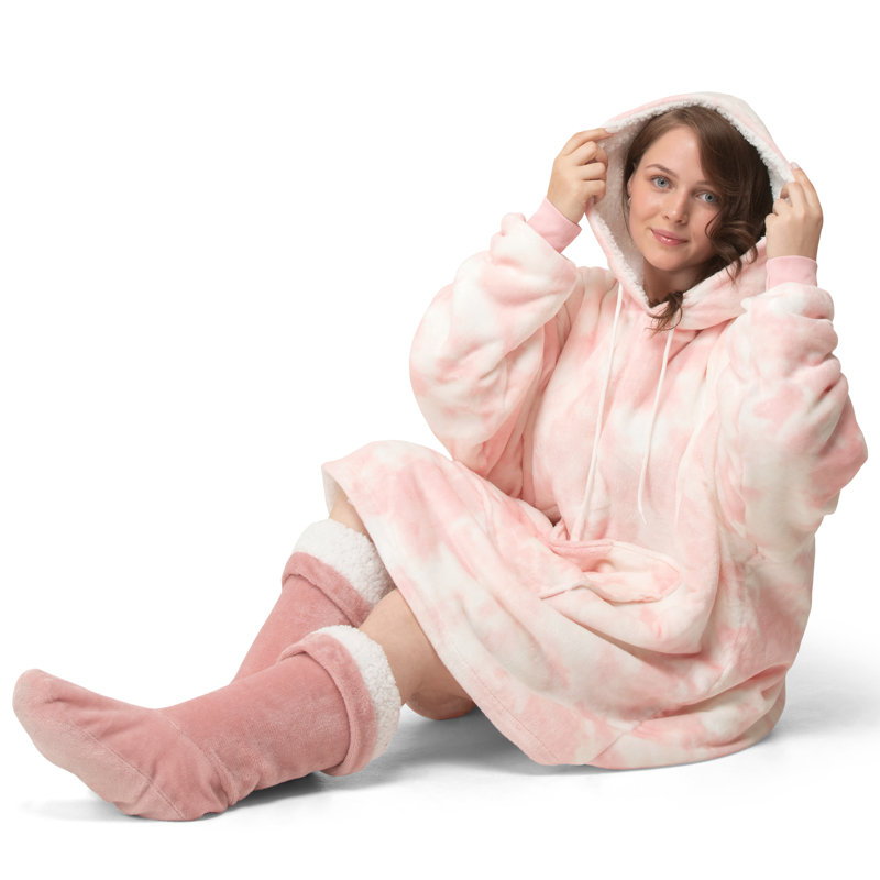 Imelde Hoodie Tye Dye Blanket, Pink