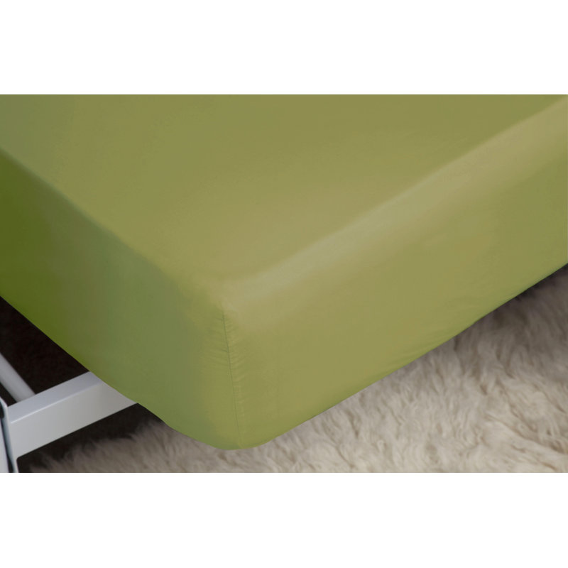 200 TC 50/50 Percale Polycotton Percale Fitted Sheet, Double (4'6), Olive