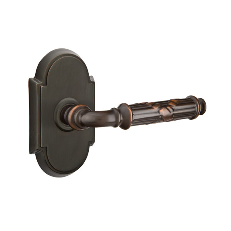 Levier de porte d'intimité (lit et bain) avec rosette, Gauche, Bronze huilé