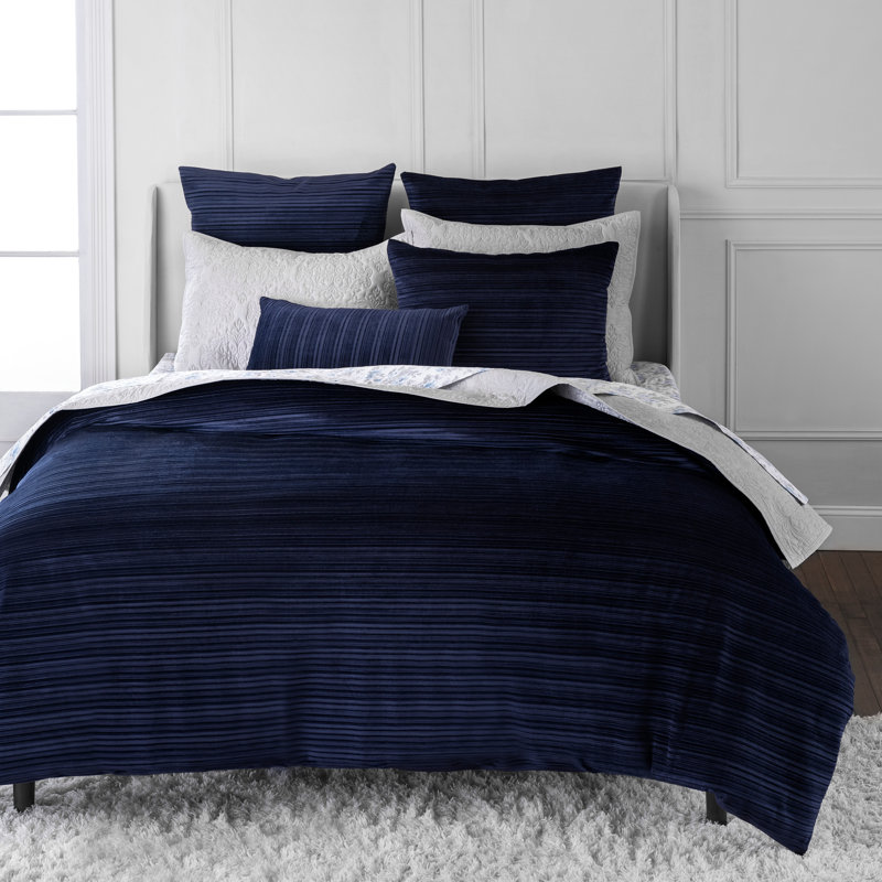 Ensemble de housse de couette en velours 3 pièces, Bleu marine, Housse de couette pour grand lit