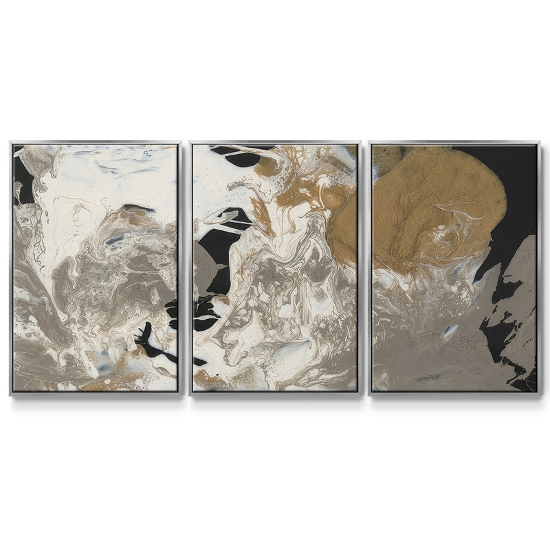 «White Mask II», reproduction sur toile flottante 3 pièces, H 24 po x l 48 po x P 2 po, Argent