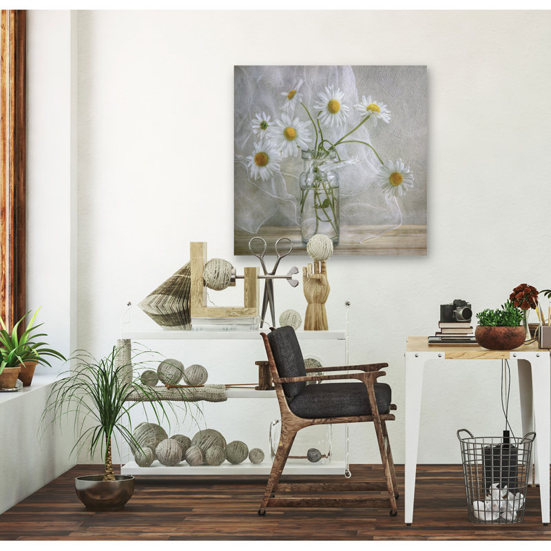 " Daisies ", Wrapped Canvas, 16" H x 16" W, No Frame