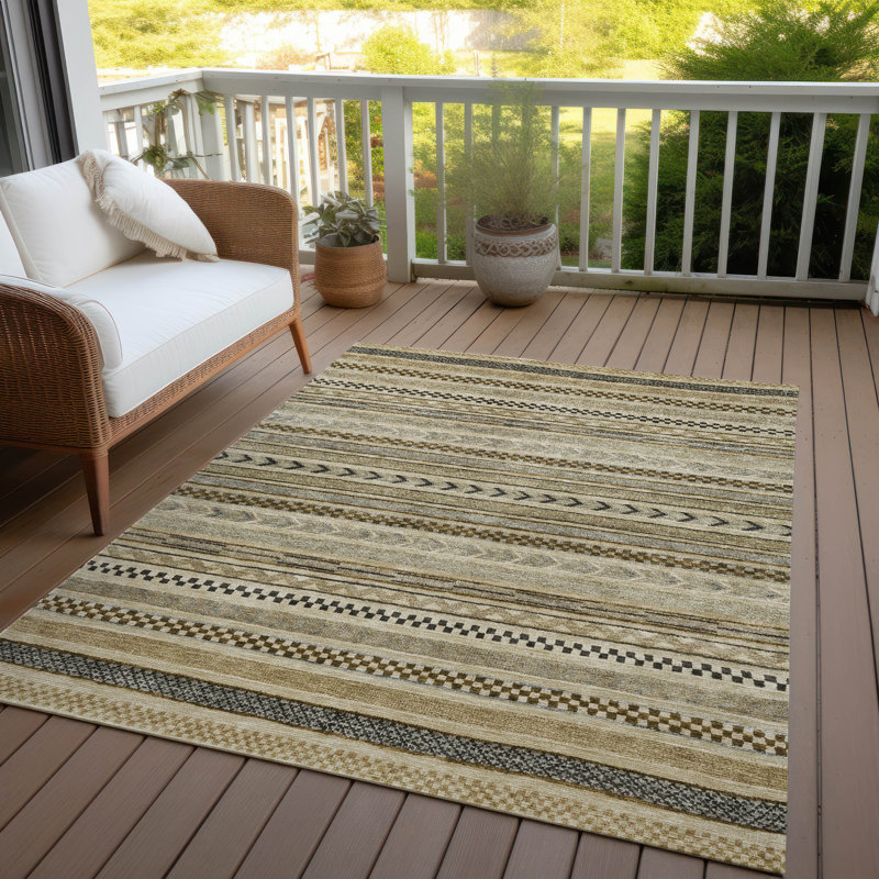 Luthyra Chocolate Washable Indoor-Outdoor Rug - LOOMLAN, 9' x 12'