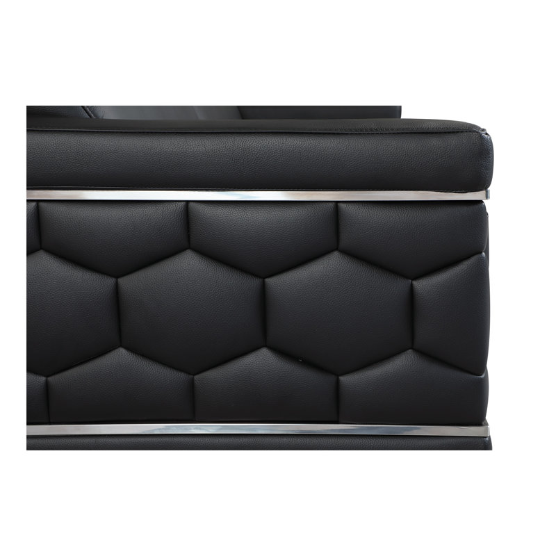 Canapé en cuir italien Top Grain, Noir