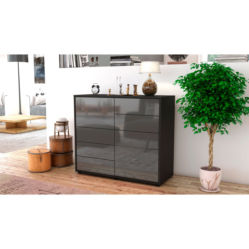 Reaon 92 cm W Sideboard, Anthracite/High-gloss grey