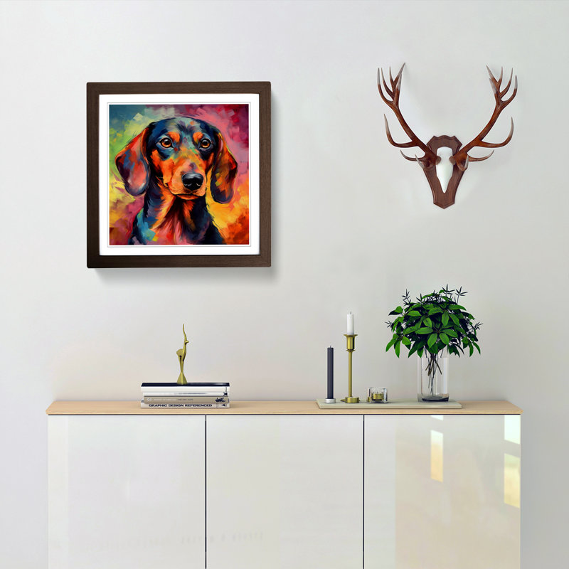Dachsund Expressionism - Framed Print, Walnut