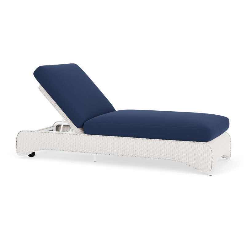 Loom Outdoor Chaise Lounge, White, Beach Navy