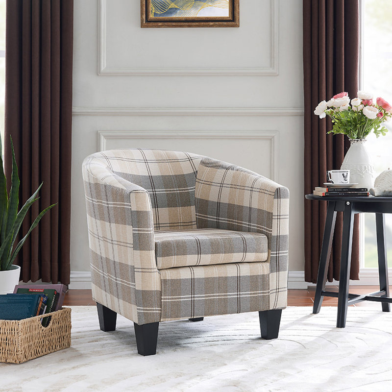 Alamdaar Bucket Chair, Tartan, Beige