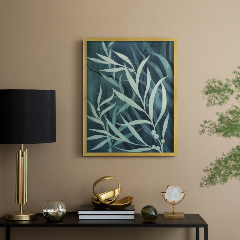 Deep Blue Forest II, reproduction encadrée - bois massif, H 11 po x l 9 po, Doré