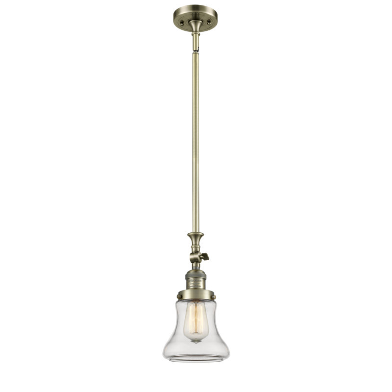 Luminaire suspendu en forme de cloche à 1 lumière Edda, Transparent, Laiton antique, Ampoule non incluse