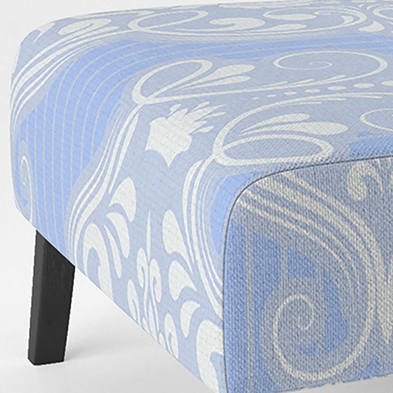 Fauteuil de chambre en velours bleu et blanc